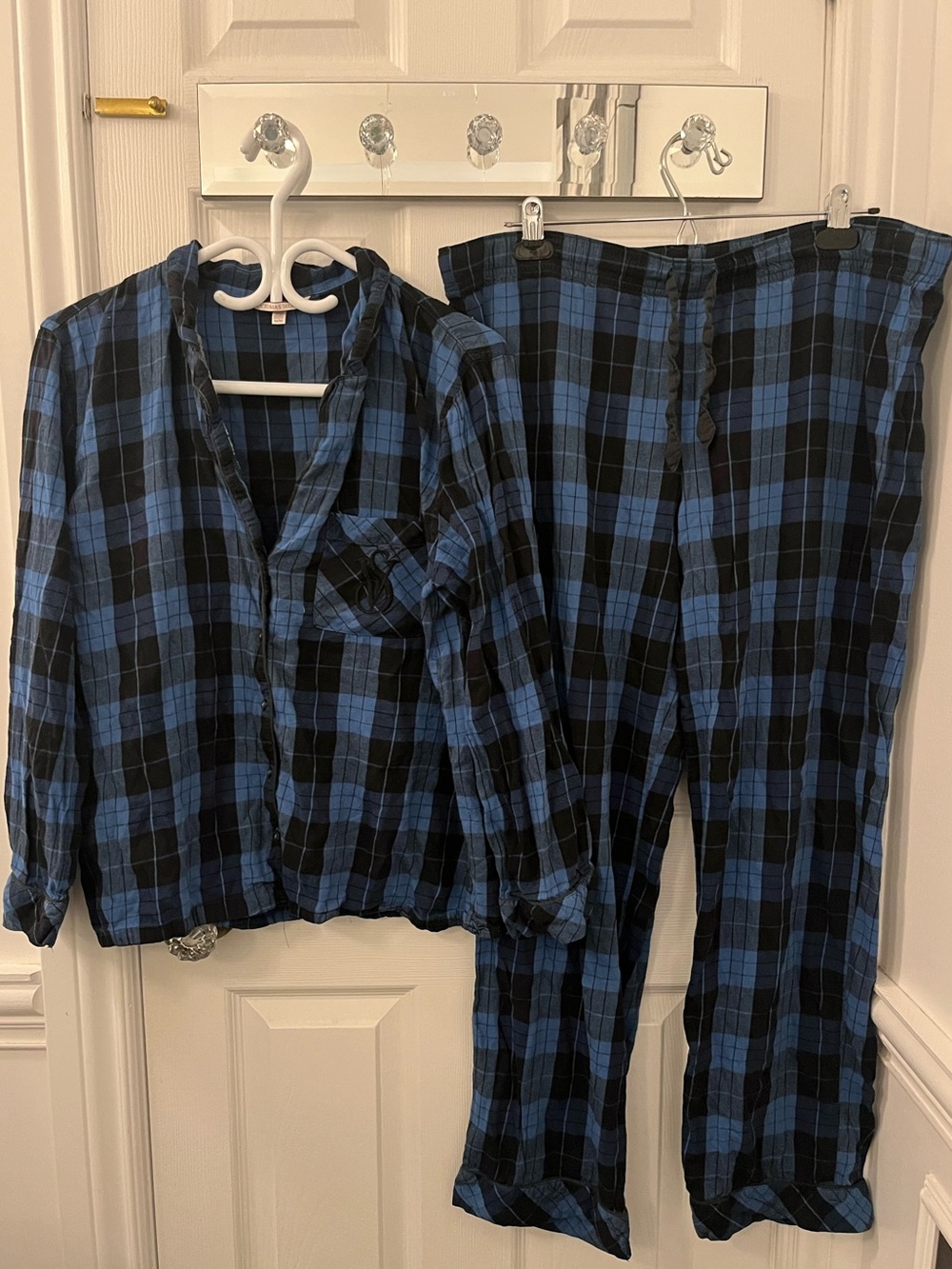 Victoria's Secret Blue and Black Plaid Pajama Set